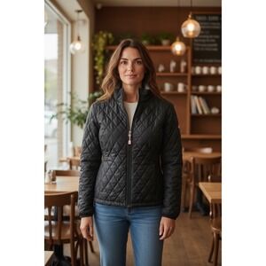 L.L.Bean Women's Quilted Jacket Black Full Zip Lightweight Coat